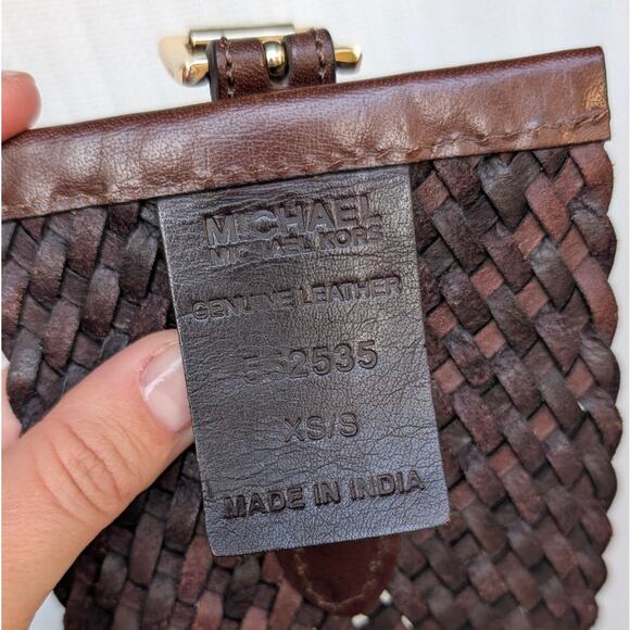 MICHAEL Michael Kors Brown Leather Braided Wide Waist Belt, Size XS/S - Picture 4 of 9